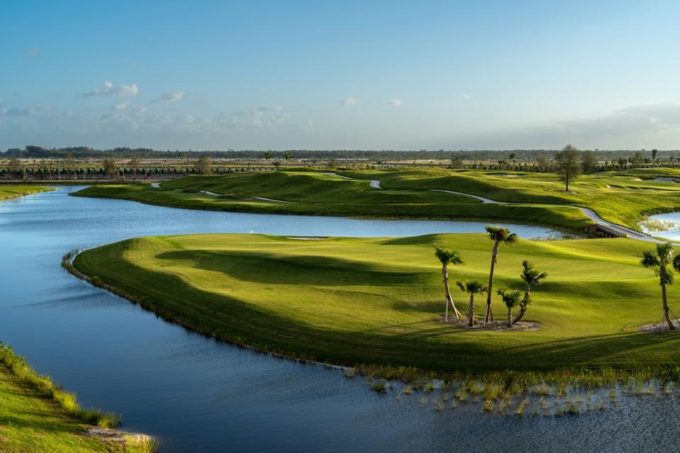 The 18-hole, links-style course was designed by retired champion Jack Nicklaus and PGA Tour player Justin Thomas. Panther National