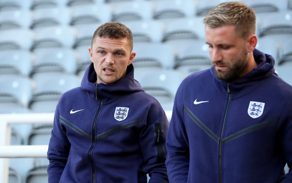 Kieran Trippier talks to Luke Shaw