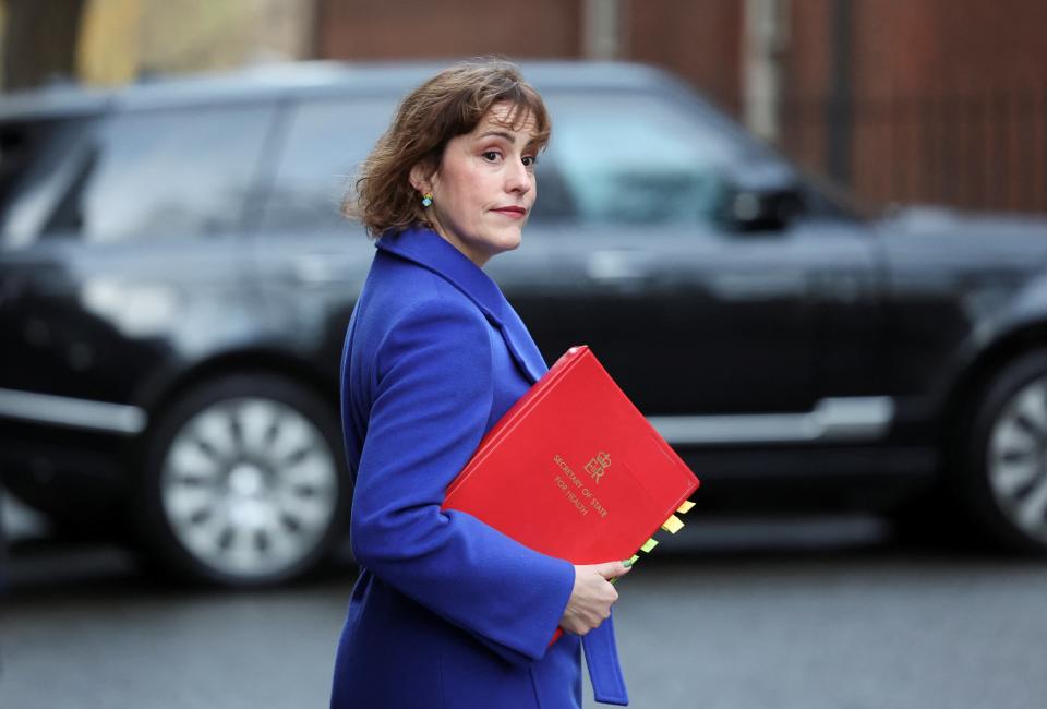 Secretary of State for Health and Social Care Victoria Atkins walks outside 10 Downing Street (REUTERS)