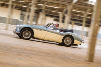 <p>The Austin-Healey 3000 looks resplendent with a two-tone paint job. Ice Blue over Ivory White is arguably the most <strong>evocative</strong> of all the ‘Big Healey’ colour schemes.</p><p>Launched in 1959, the 3000 was Austin-Healey’s <strong>flagship</strong> throughout the 1960s, with power sourced from a 2912cc six-cylinder engine.</p>
