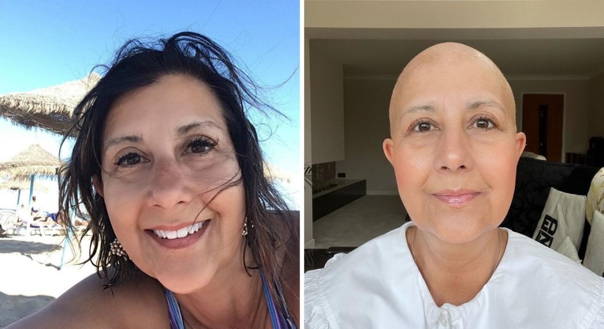 Esther Shoebridge, 59, was diagnosed with myeloma, a type of blood cancer, after she had months of 'baffling symptoms' including unquenchable thirst and numbness. (Myeloma UK/SWNS)