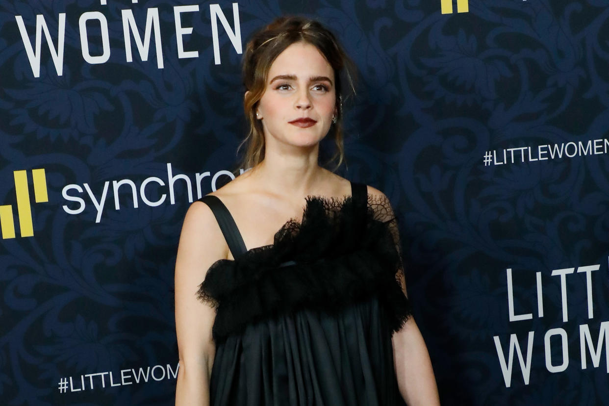 NEW YORK, NEW YORK - DECEMBER 07: Emma Watson attends the world premiere of "Little Women" at Museum of Modern Art on December 07, 2019 in New York City. (Photo by Taylor Hill/WireImage,)