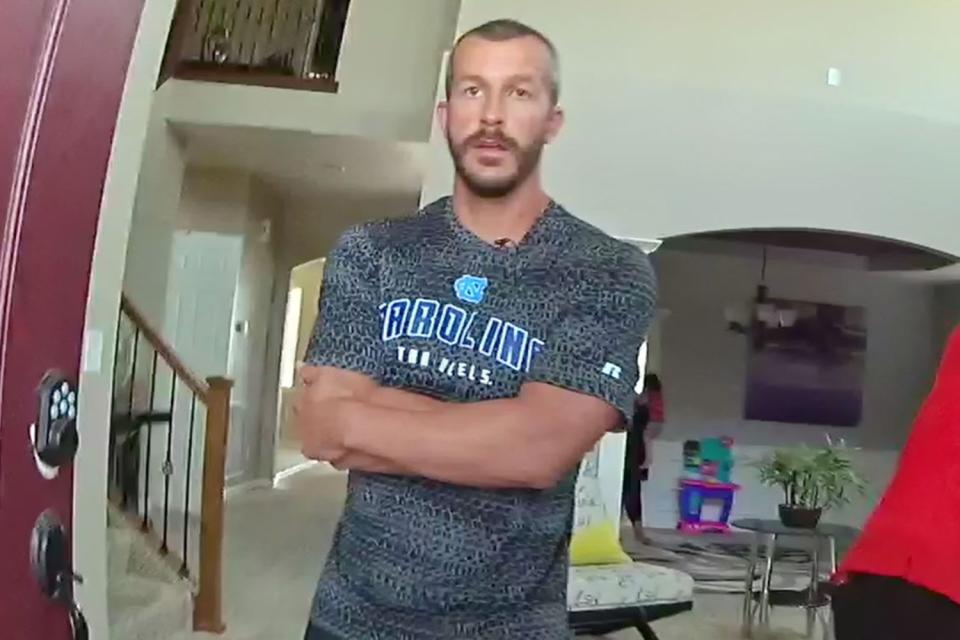 <p>Netflix</p> Chris Watts in his Colorado home on the day his wife went missing