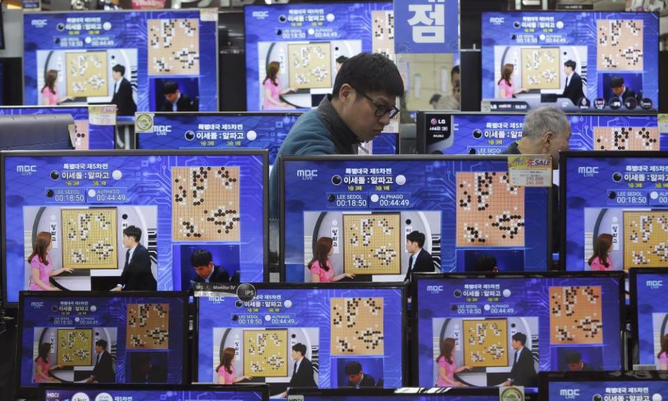 Google’s DeepMind artificial intelligence program, AlphaGo, plays South Korean professional Go player, Lee Sedol.