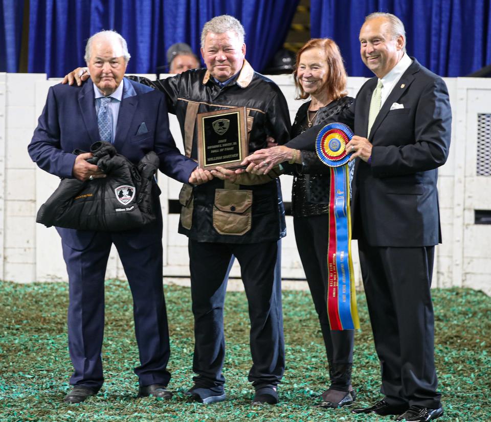 Actor William Shatner was inducted into the American Road Horse & Pony Association Hall of Fame at the World's Championship Horse Show in Louisville on Thursday, Aug 24, 2023. . It's the highest honor in the roadster discipline in which Shatner has been a longtime competitor.