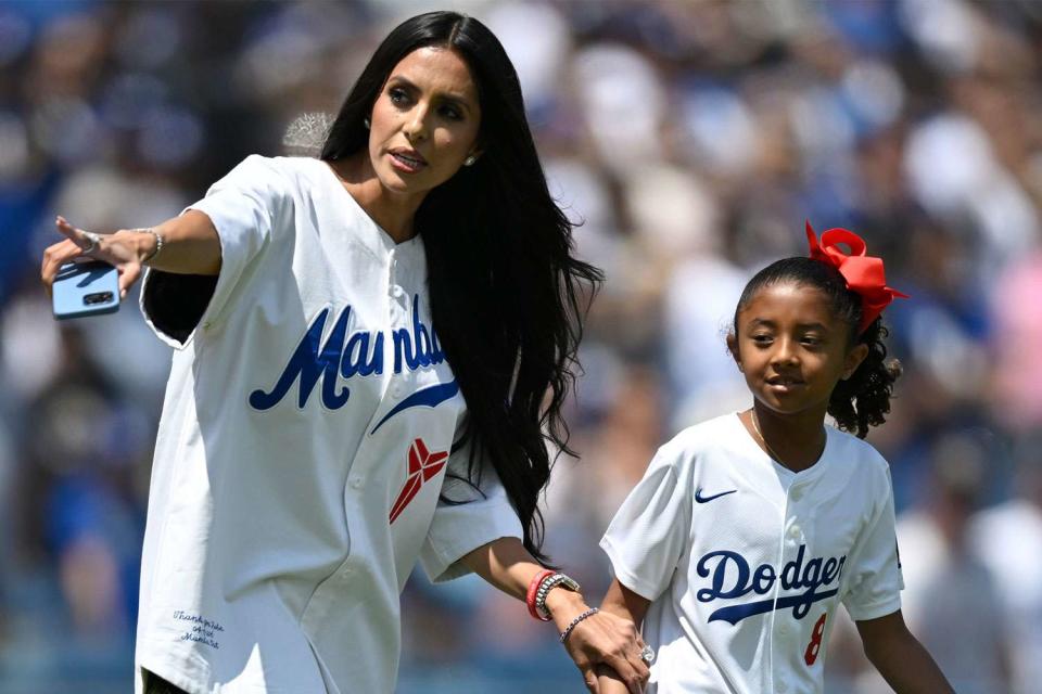 <p>John McCoy/Icon Sportswire via Getty </p> Vanessa Bryant and daughter Bianka at the Los Angeles Dodgers