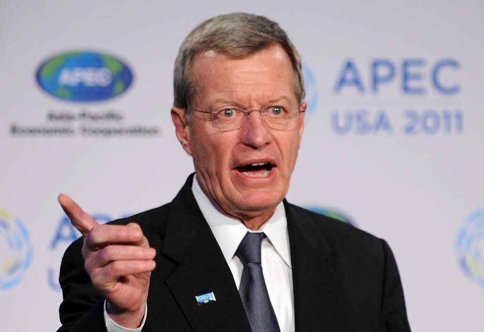 U.S. Senator Max Baucus speaks at the APEC Ministerial Meeting welcome reception at the Big Sky Resort in Big Sky, Montana May 18, 2011. (ROBYN BECK/AFP/Getty Images)