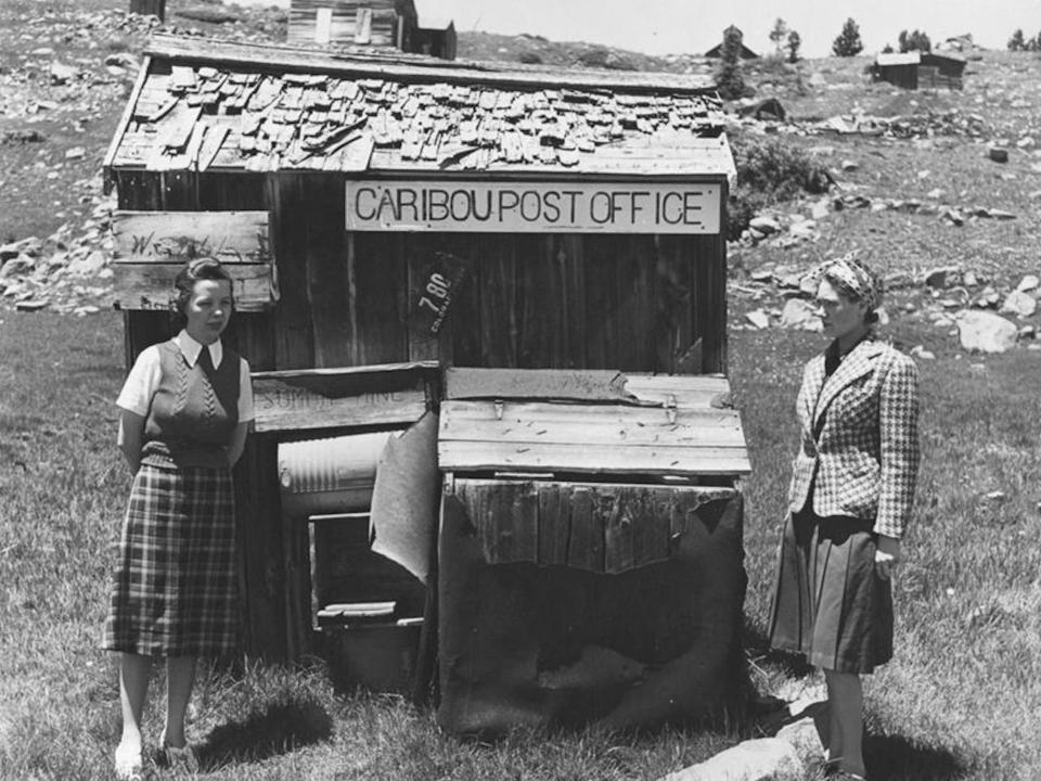 A picture of the Caribou post office after the town was abandoned.