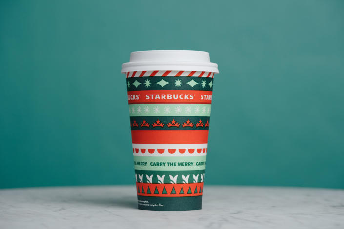 <p>This was another year for present-inspired cups and 2020 utilized shades of green.</p>