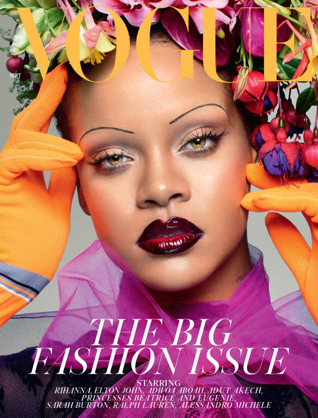 Rihanna for British Vogue featuring makeup by Ffrench.