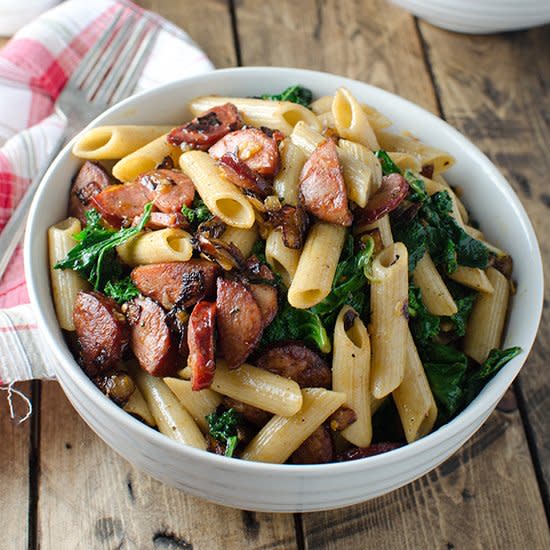 Whole-Wheat Pasta with Spicy Chorizo and Kale