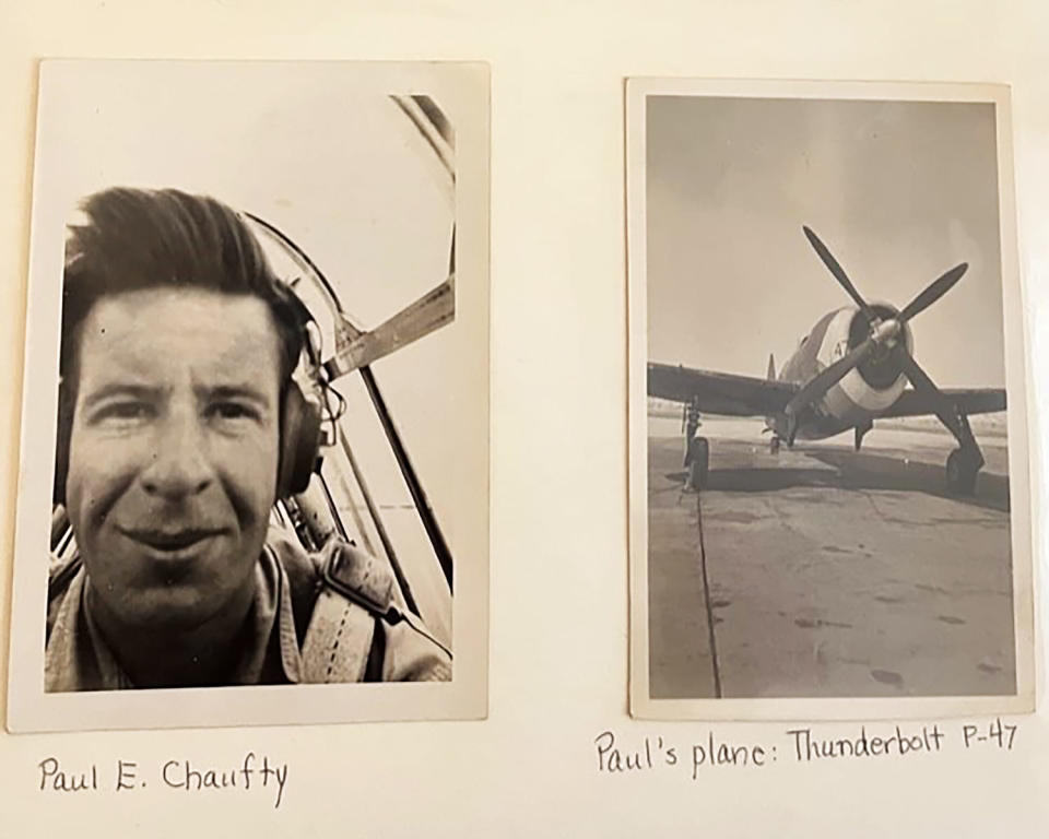 1st Lt. Paul Chaufty pictured in the cockpit of his P-47 Thunderbolt fighter plane. (Chaufty family)