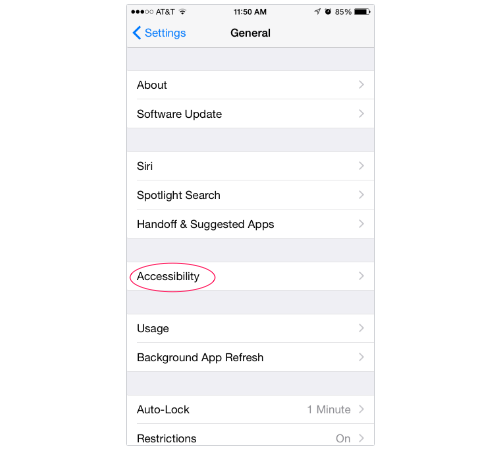 Accessibility feature in iPhone's settings