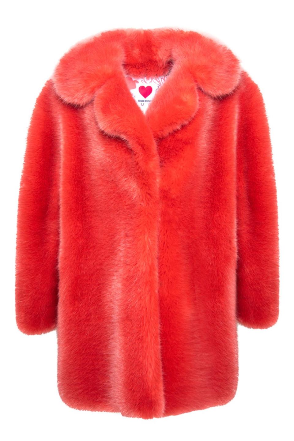 5) Fox Oversized Peacoat in Salmon Orange