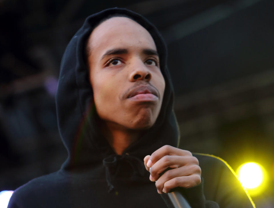 FILE - This May 26, 2013 file photo shows Earl Sweatshirt performing at The Sasquatch! Music Festival in George, Wash. Hip-hop's troubled prince says during a recent phone interview that having his much-anticipated major label debut "Doris" out is a relief and everything has been perfect in the time since it debuted at No. 5 on the Billboard 200 chart. (Photo by John Davisson/Invision/AP, File)