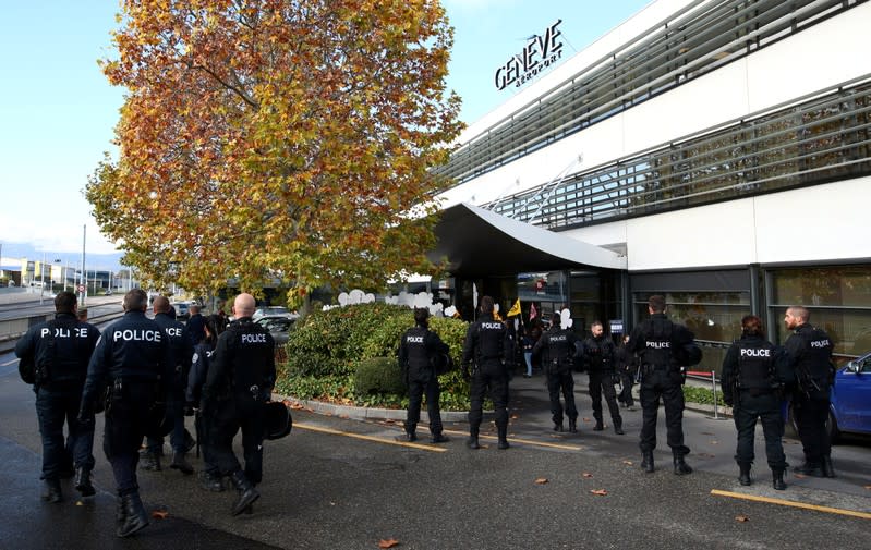 Extinction Rebellion protest at the Geneva Airport