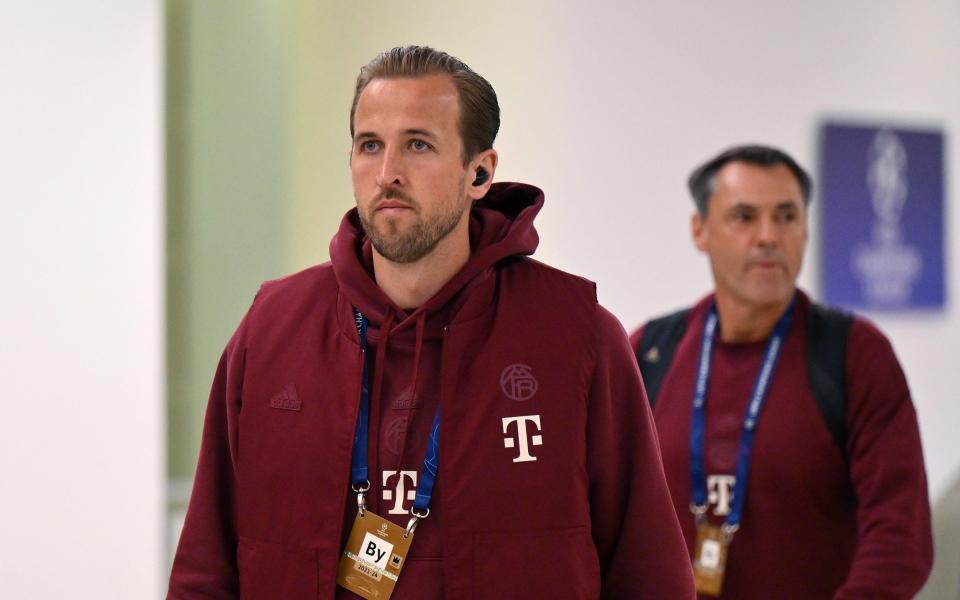 Harry Kane arrives at the Allianz Arena for one of the bigger games of his club career