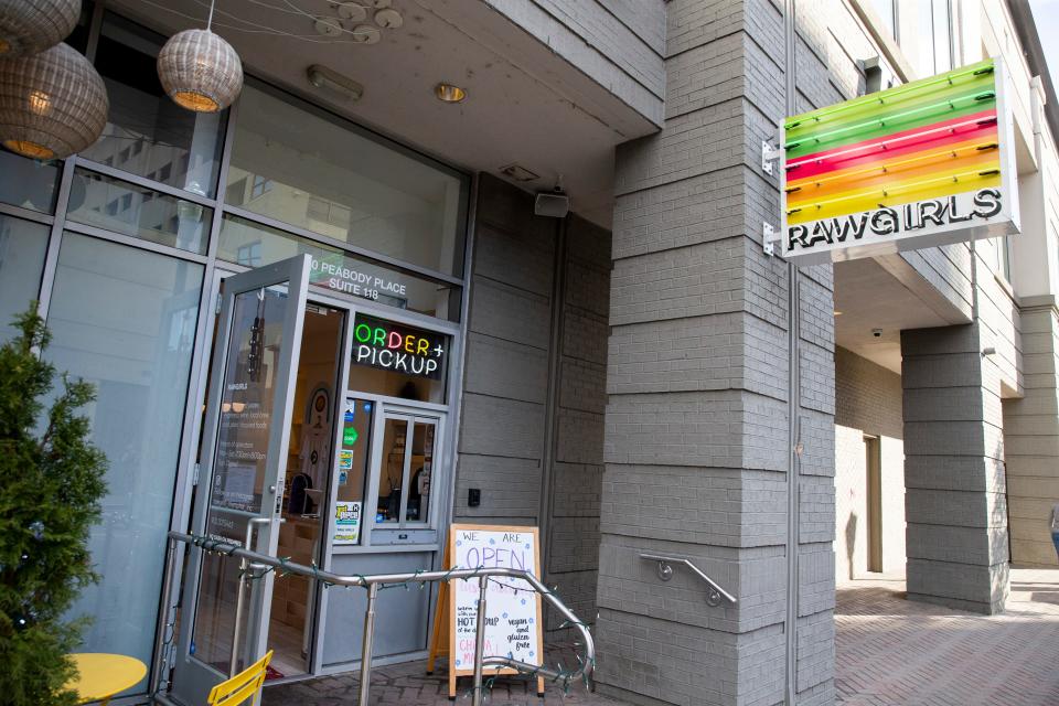 The entrance to Raw Girls is seen in Downtown Memphis, on Friday, February 2, 2024.
