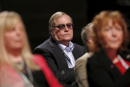 Former British Deputy Prime Minister John Prescott wears dark glasses at the annual Labour Party Conference in Brighton, southern Britain