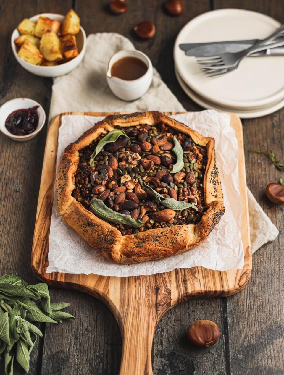 <p>We've taken the humble nut roast up a notch with this gorgeous galette.</p><p>Get the <a href="https://www.delish.com/uk/cooking/recipes/a38075216/nut-roast-galette/" rel="nofollow noopener" target="_blank" data-ylk="slk:Nut Roast Galette;elm:context_link;itc:0;sec:content-canvas" class="link ">Nut Roast Galette</a> recipe. </p>