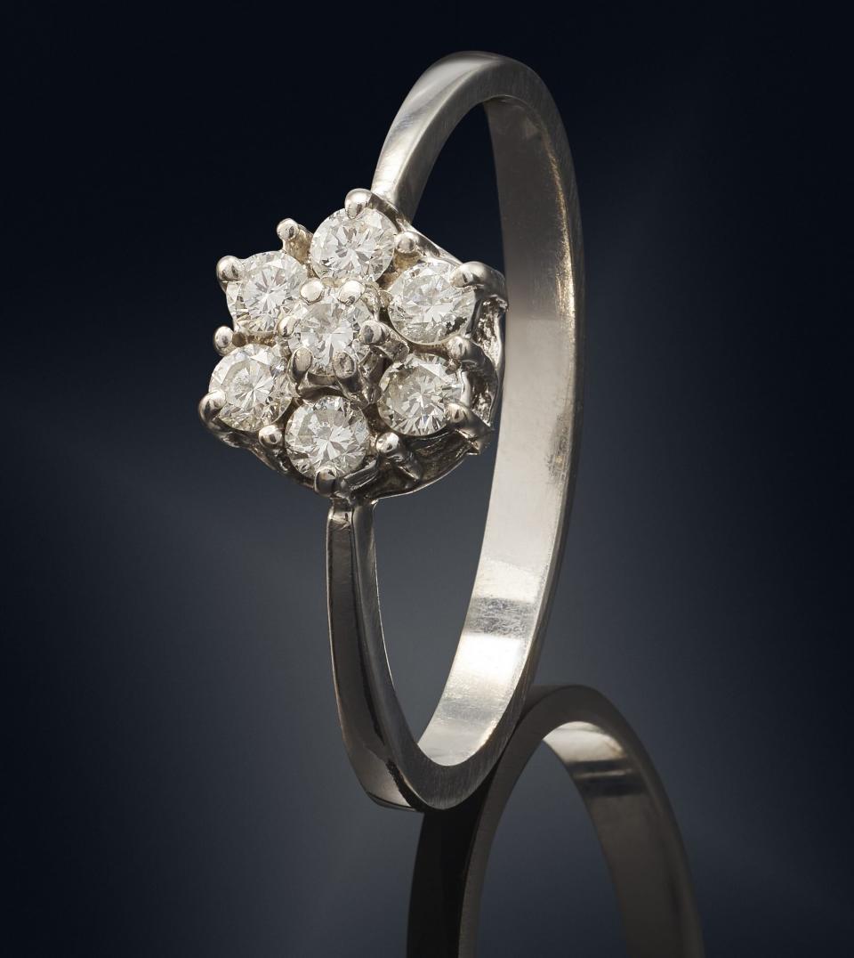 Cluster Style Diamond Engagement Ring