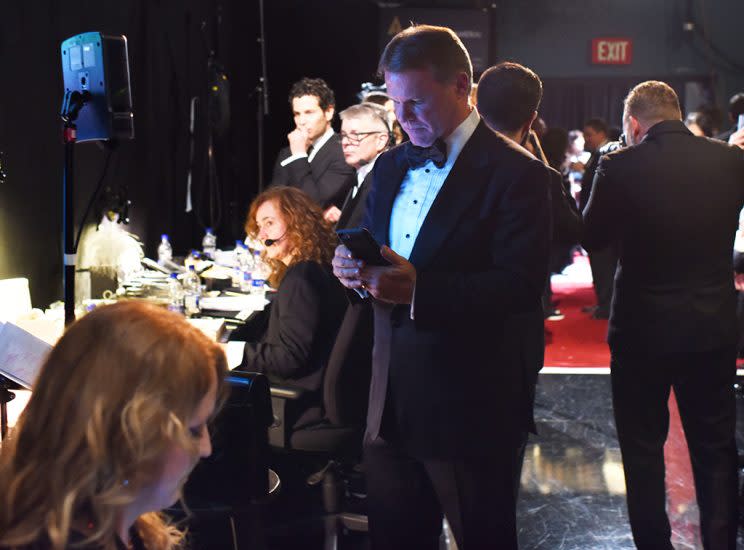 Brian Cullinan backstage at the 89th Annual Academy Awards (Photo: Andrew H. Walker/REX/Shutterstock)<br>