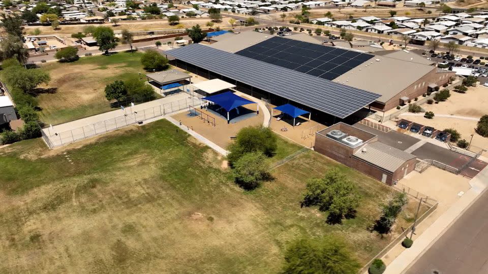 An aerial view of Sunset Canyon Elementary School before it closed last month. - CNN