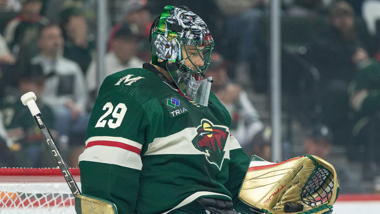 Wild goaltender Marc-Andre Fleury is expected to rejoin the team on Tuesday. (Photo by Bailey Hillesheim/Icon Sportswire via Getty Images)