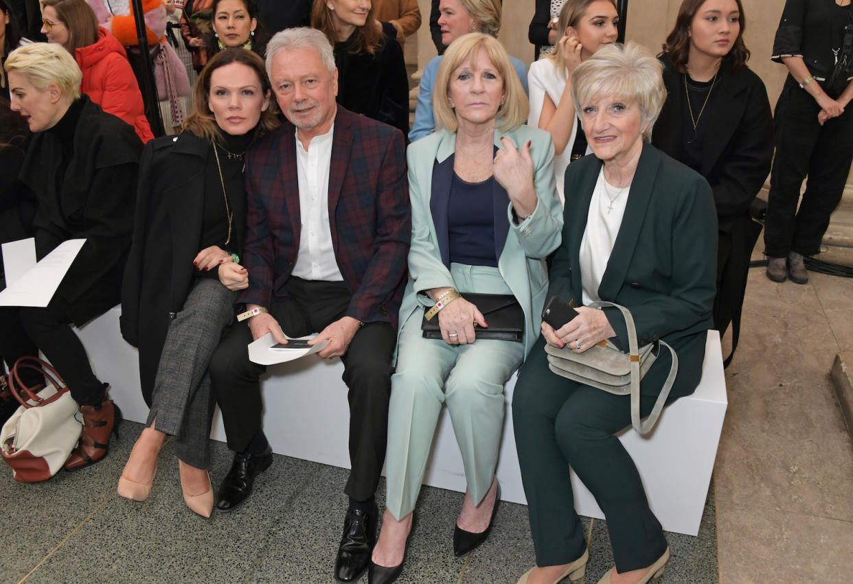 Louise Adams, Tony Adams, Jackie Adams and Sandra Georgina West (David Beckham’s mother) also bagged the best seats in the house for the AW19 show [Photo: Getty]