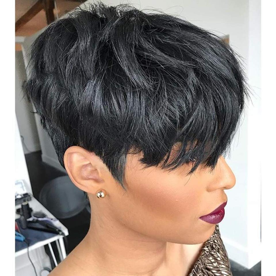 11) Layered Pixie Human Hair Wigs With Bangs
