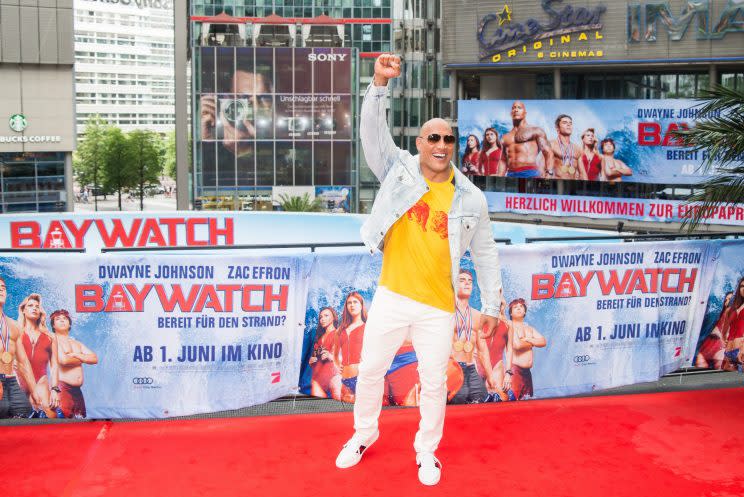 Dwayne „The Rock“ Johnson bei der „Baywatch“-Europapremiere in Berlin.<br>(Bild: AEDT/WENN.com)