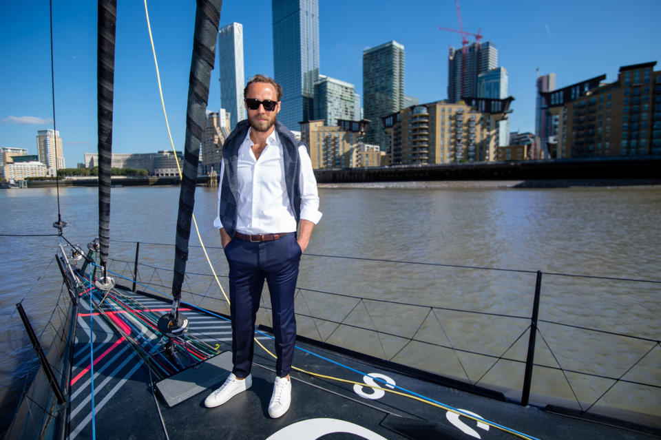 LONDON, ENGLAND - SEPTEMBER 19: James Middleton joins yachtsman Alex Thomson (not pictured)  as he sails his new IMOCA race yacht on the River Thames on September 19, 2019 in London, England. (Photo by Lloyd Images/Getty Images)