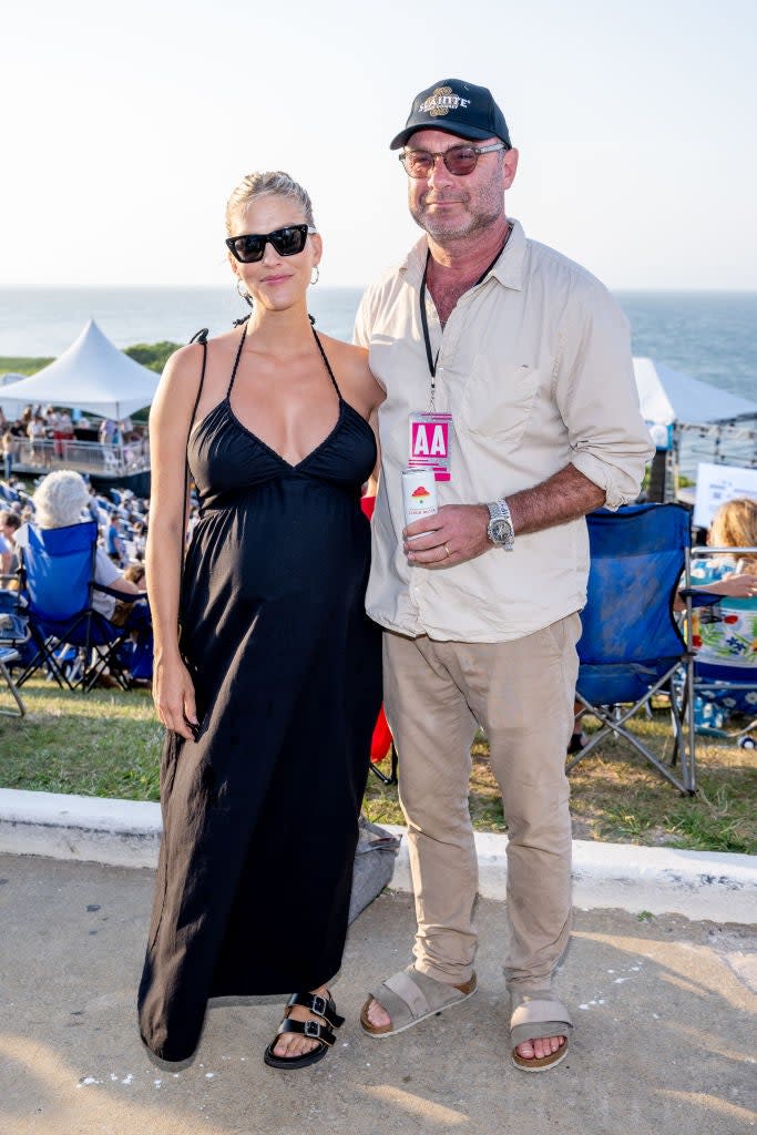 MONTAUK, NEW YORK - JULY 13: Taylor Neisen and Liev Schreiber attend Rufus Wainwright 50th Birthday Celebration at The Montauk Point Lighthouse on July 13, 2023 in Montauk, New York.