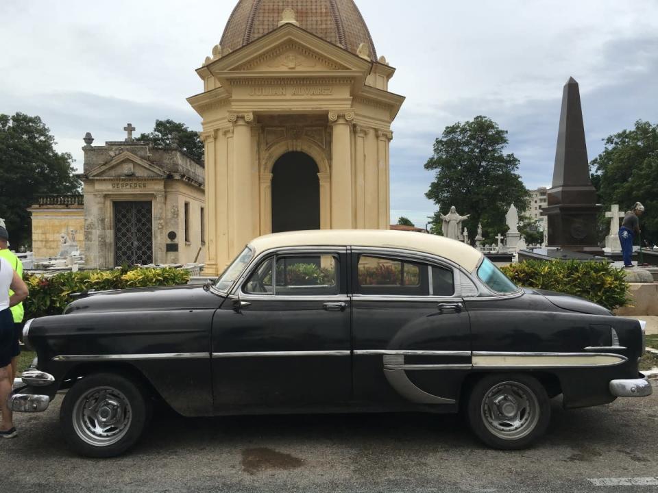 Historic car and cemetery