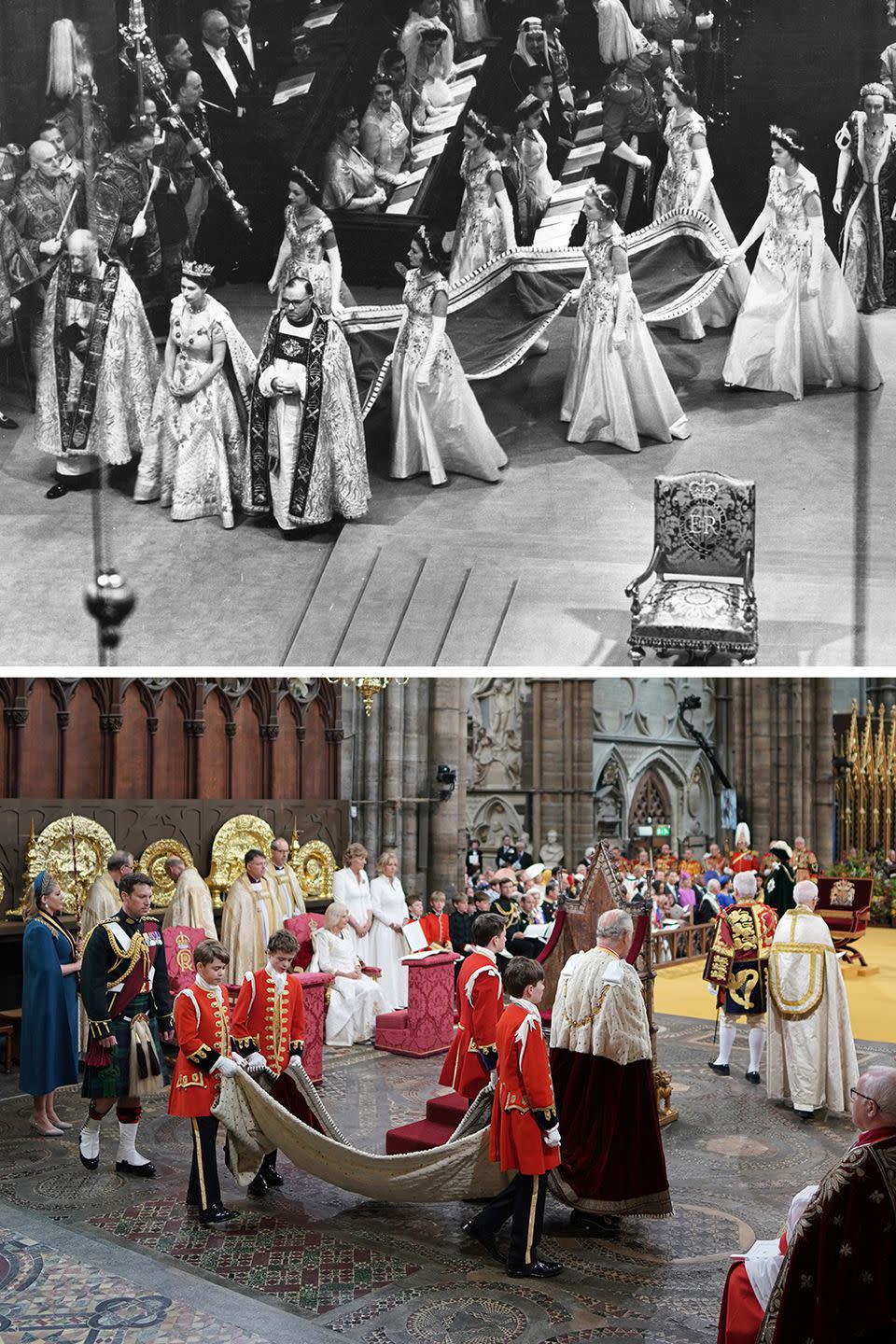 queen elizabeth versus king charles coronation photos