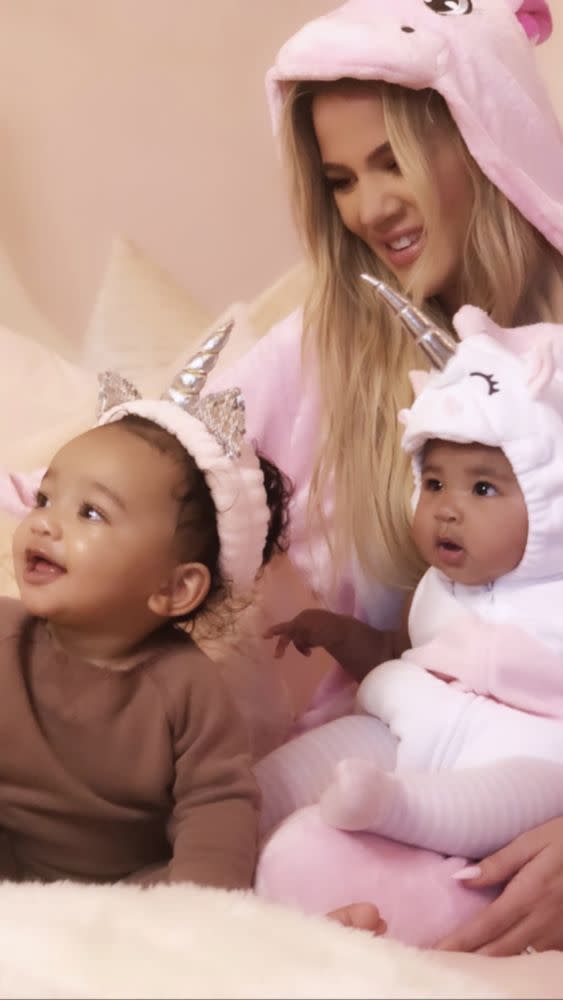Khloé Kardashian with niece Chicago and daughter Tru