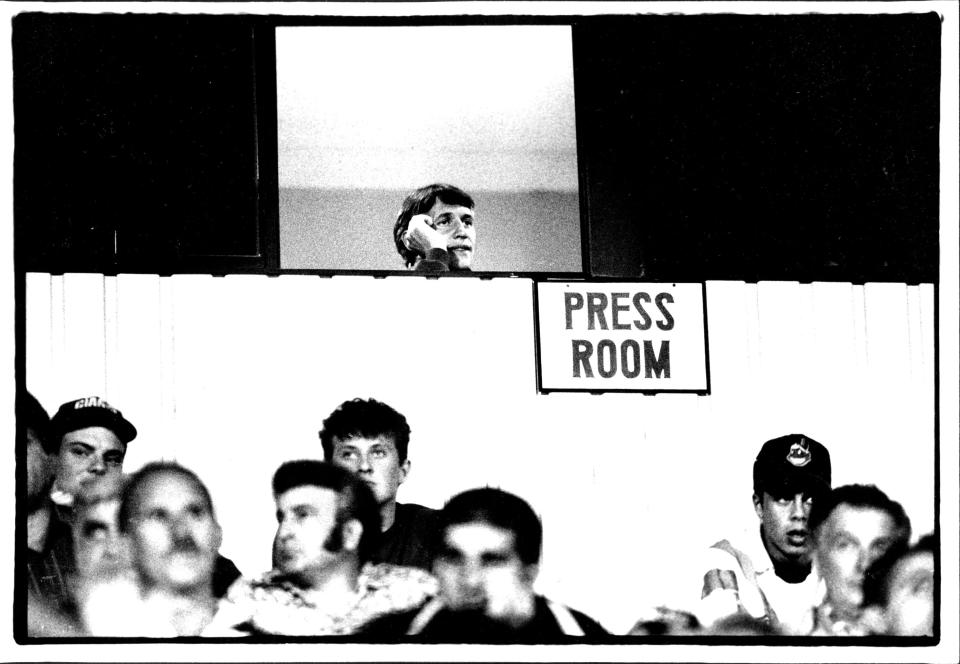 Gary Linaker watches his Japanese club side in action against Parramatta Eagles on Monday evening.Nice guy finishes. . . Gary Lineker warmed up for his new job as Grampus Eight  played the Parramatta Eagles on Monday. October 10, 1994. (Photo by Tim Clayton/Fairfax Media via Getty Images).