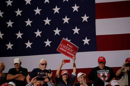 Supporters of U.S. President Donald Trump attend a rally in Las Vegas, Nevada, September 20, 2018. Picture taken September 20, 2018. REUTERS/Mike Segar