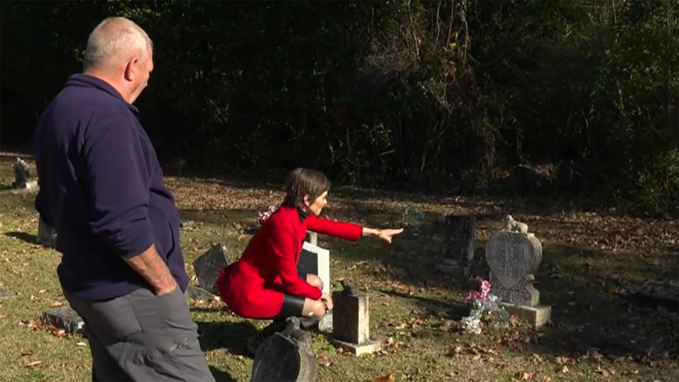 Jerry Ensminger and correspondent Catherine Herridge view cemetery plots for children.  / Credit: CBS News