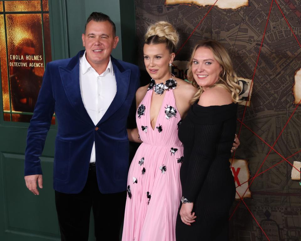 Robert Brown, Millie Bobby and Paige Brown at the world premiere of 