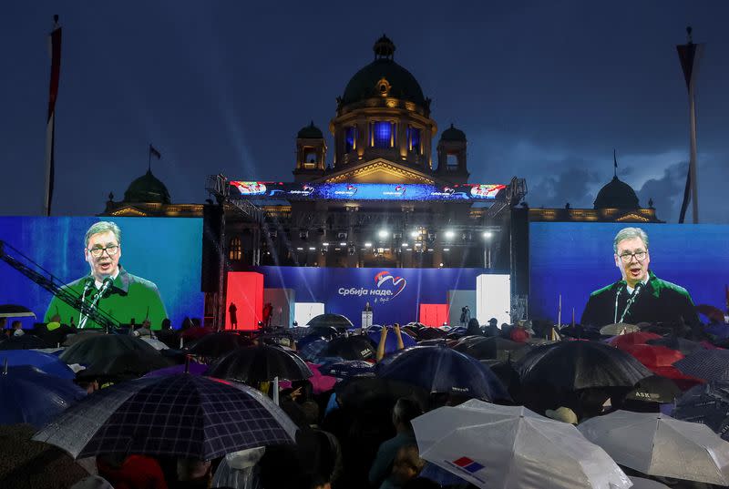 Rally in support of Serbia's President Aleksandar Vucic in Belgrade