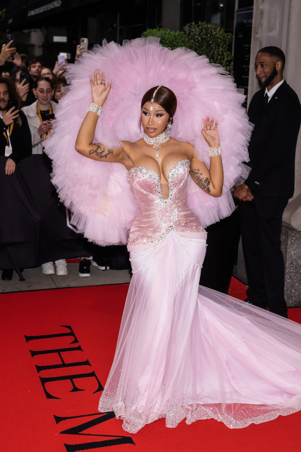 new york, new york may 01 cardi b departs the mark hotel for the 2023 met gala celebrating karl lagerfeld a line of beauty on may 01, 2023 in new york city photo by gothamgc images