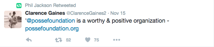 Knicks president Phil Jackson retweeted this post from Knicks VP Clarence Gaines Jr. (Twitter)