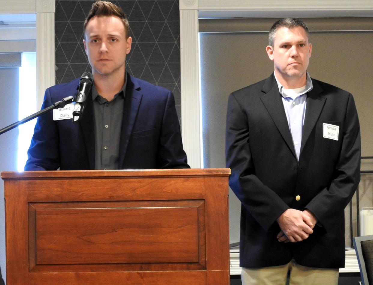 Stuart Daily and Nathan Stultz of the Ridge Corporation accept the Eastern Ohio Development Alliance's Large Manufacturer Excellence Award.