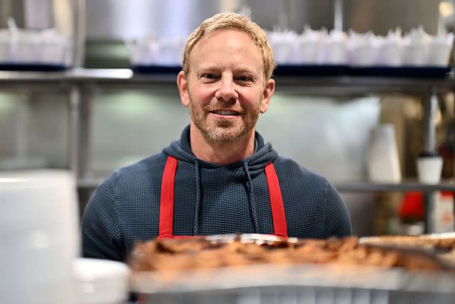 <p>Rob Latour/Shutterstock</p> Ian Ziering at Los Angeles Mission to Serve Up Easter Meals for the Skids Row Community