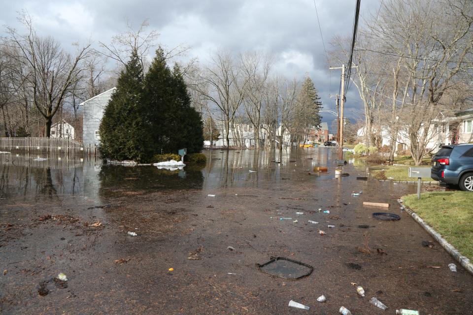 Denville, NJ — January 10, 2024 -- Flooding in Denville from a rainstorm that started Jan. 9 and continued into Jan. 10 on Hewetson Rd.