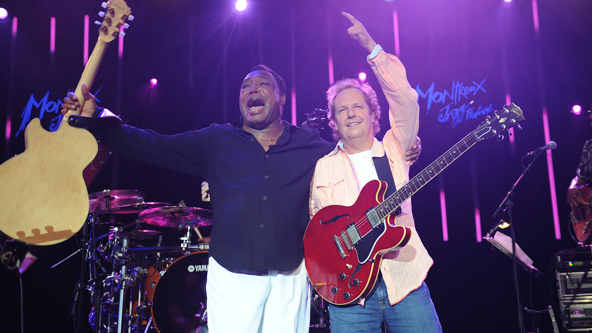  George Benson and Lee Ritenour onstage at Montreux Jazz Festival 2009. 