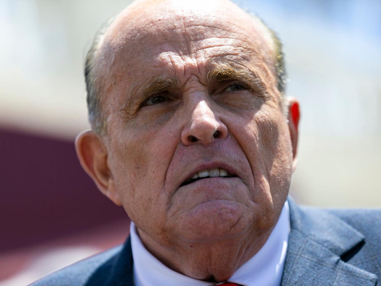 Former New York City Mayor Rudy Giuliani speaks during a news conference in Miami in July 2021.