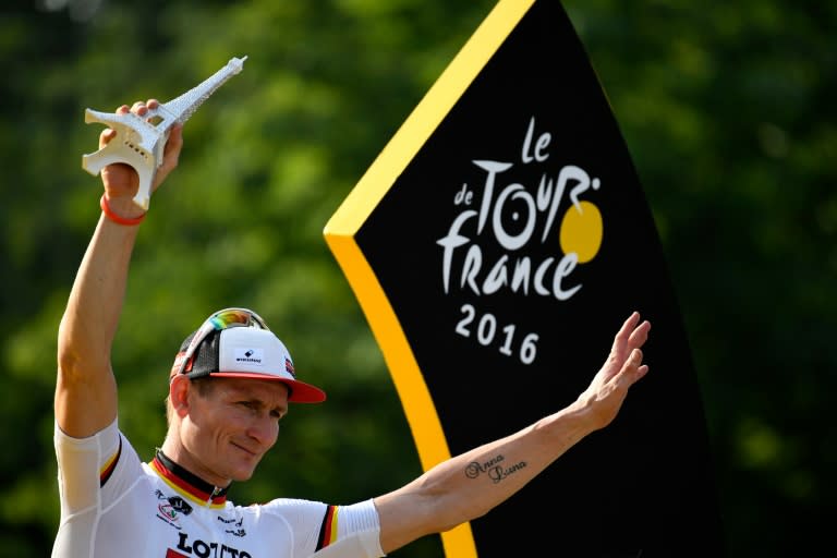 Stage winner Germany's Andre Greipel celebrates on July 24, 2016