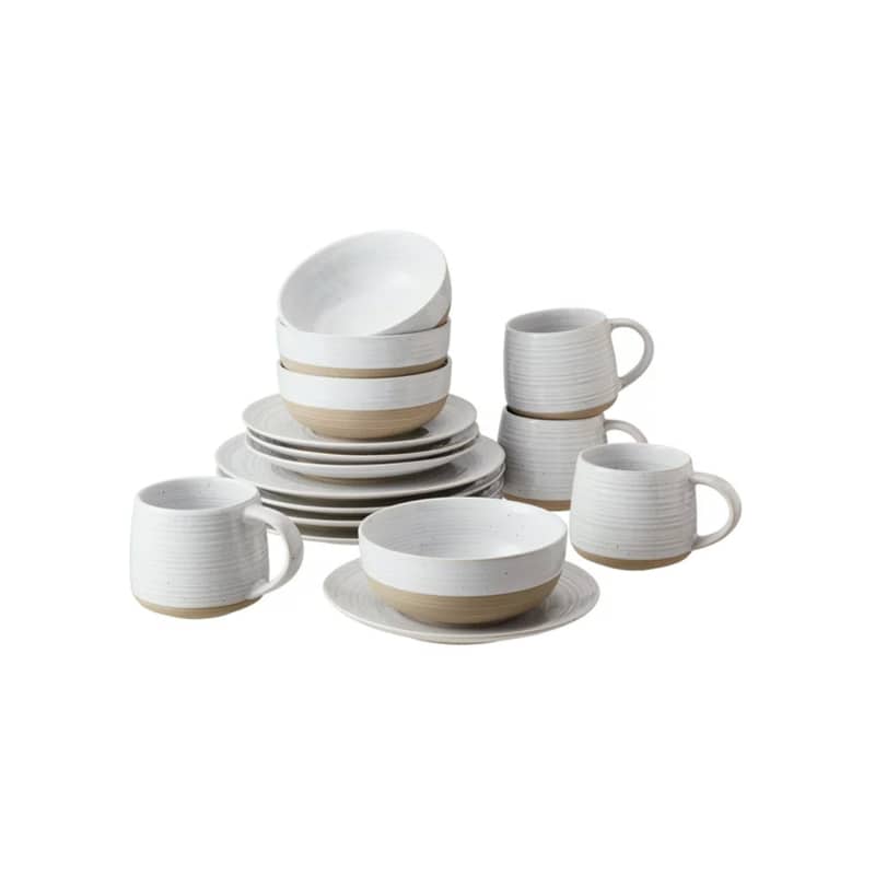 Abott White Round Stoneware 16-Piece Dinnerware Set